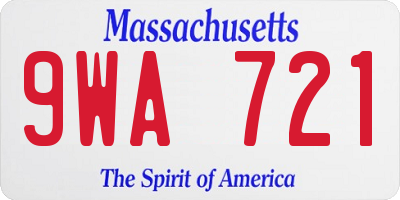 MA license plate 9WA721