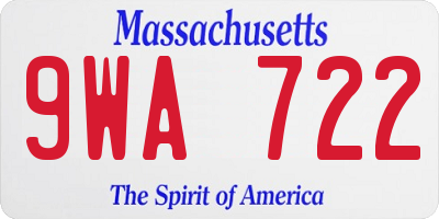 MA license plate 9WA722