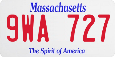 MA license plate 9WA727