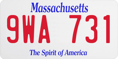 MA license plate 9WA731