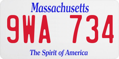 MA license plate 9WA734