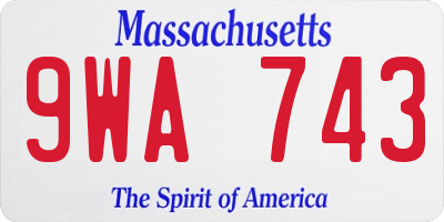 MA license plate 9WA743