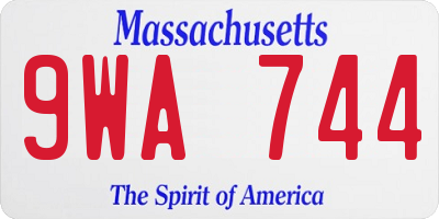 MA license plate 9WA744