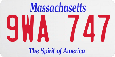MA license plate 9WA747