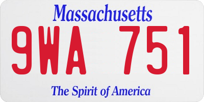 MA license plate 9WA751