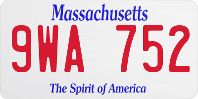 MA license plate 9WA752