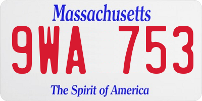 MA license plate 9WA753