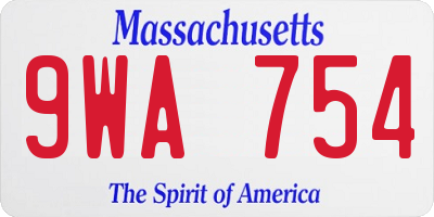 MA license plate 9WA754