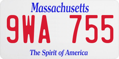 MA license plate 9WA755