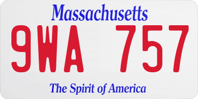 MA license plate 9WA757