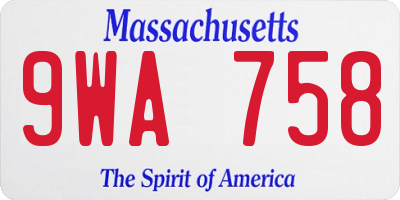 MA license plate 9WA758