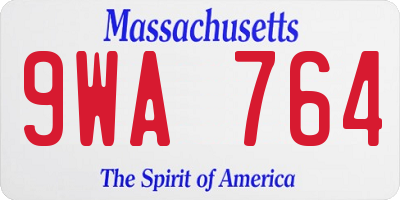 MA license plate 9WA764