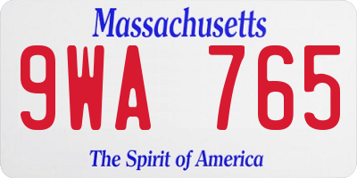 MA license plate 9WA765