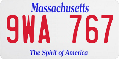 MA license plate 9WA767