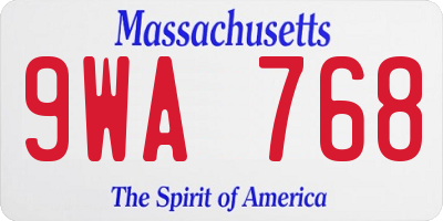 MA license plate 9WA768