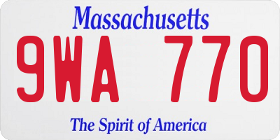 MA license plate 9WA770