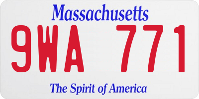 MA license plate 9WA771