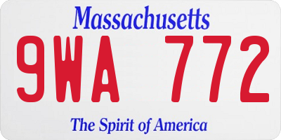 MA license plate 9WA772