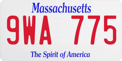 MA license plate 9WA775