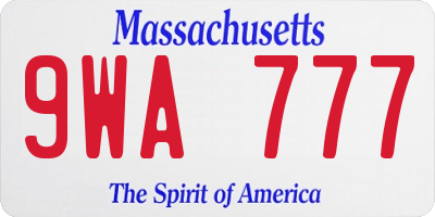 MA license plate 9WA777