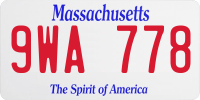 MA license plate 9WA778