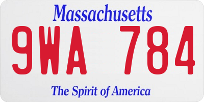MA license plate 9WA784