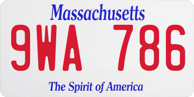 MA license plate 9WA786
