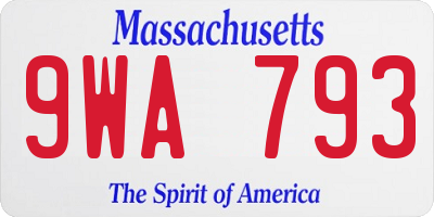 MA license plate 9WA793