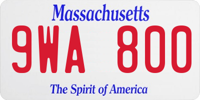 MA license plate 9WA800