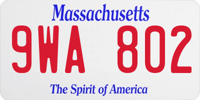 MA license plate 9WA802