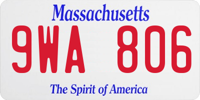 MA license plate 9WA806