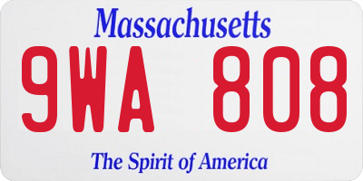 MA license plate 9WA808