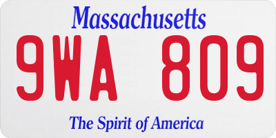 MA license plate 9WA809
