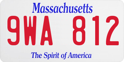 MA license plate 9WA812