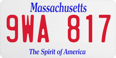 MA license plate 9WA817
