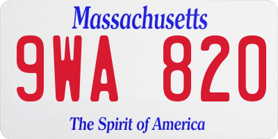 MA license plate 9WA820