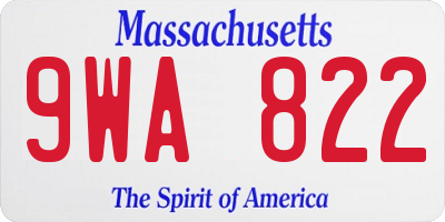 MA license plate 9WA822