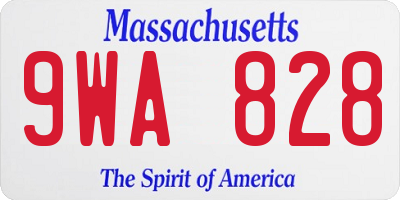 MA license plate 9WA828