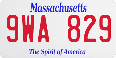 MA license plate 9WA829