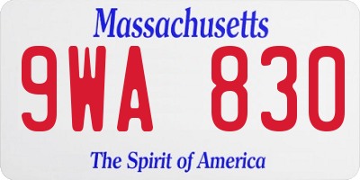 MA license plate 9WA830