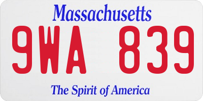 MA license plate 9WA839