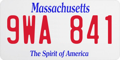 MA license plate 9WA841