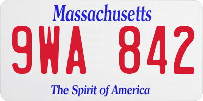 MA license plate 9WA842