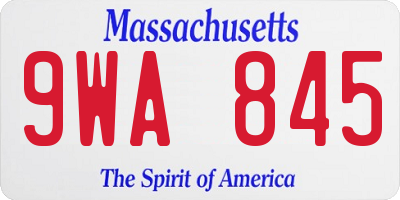 MA license plate 9WA845
