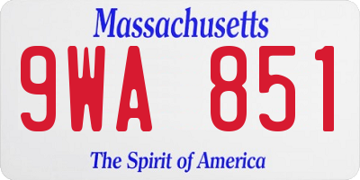 MA license plate 9WA851