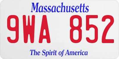 MA license plate 9WA852