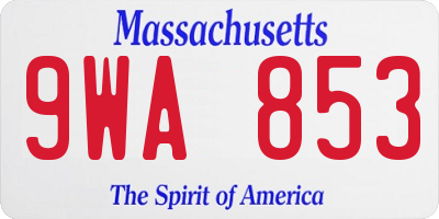 MA license plate 9WA853
