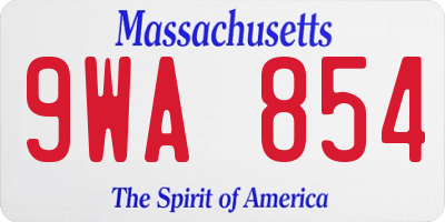 MA license plate 9WA854