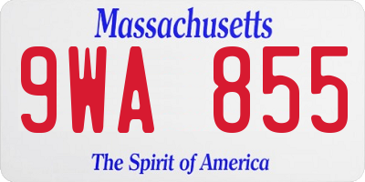 MA license plate 9WA855