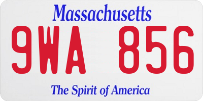 MA license plate 9WA856